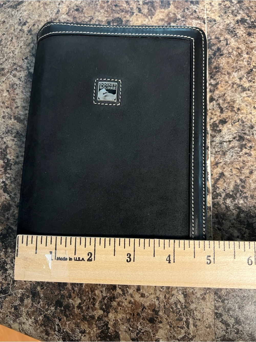 Vintage Dooney & Bourke Black Leather Zip Journal with White Stitching - Picture 6 of 6